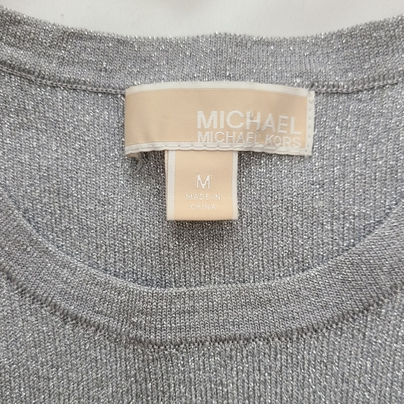Michael Kors Grey & Silver Metallic Long Sleeve Pullover Sweater M - Picture 5 of 6